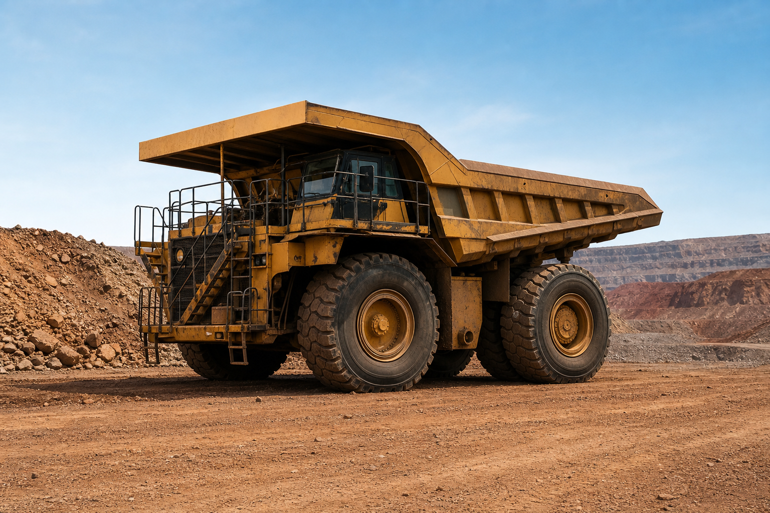 Large rigid dump truck on a mine site